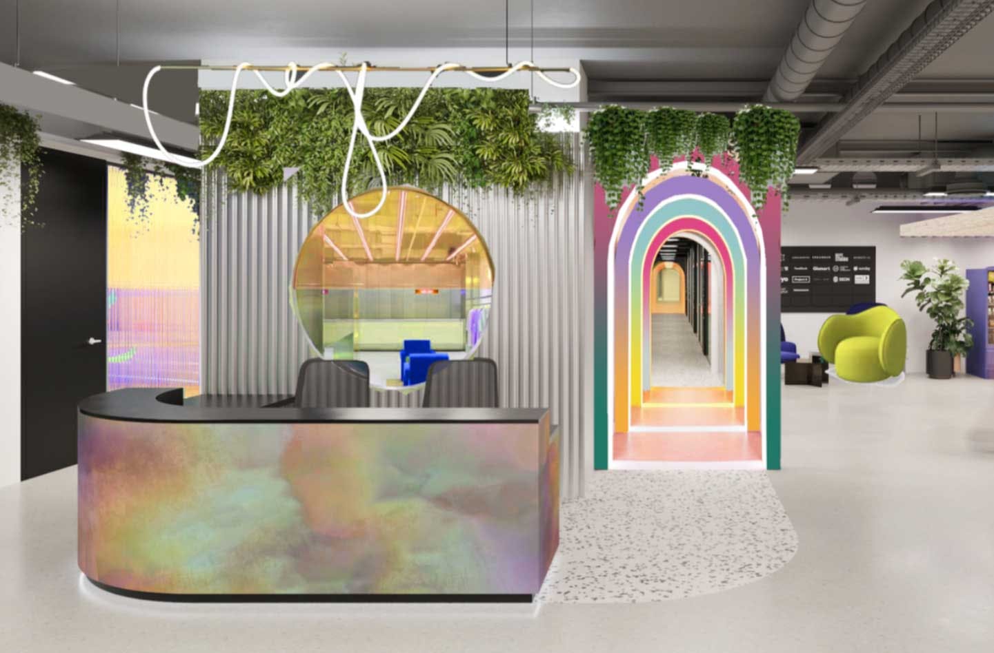 coworking space reception at Huckletree oxford street