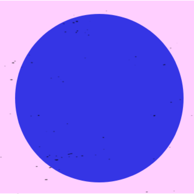 blue circle on pink square background